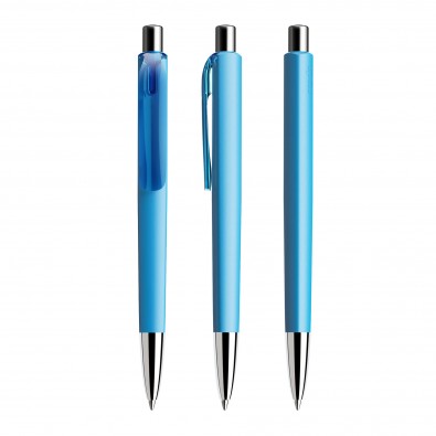 Prodir DS8 PMC Push Kugelschreiber, Cyanblau-Silber poliert Prodir DS8 PMC Push Kugelschreiber, Cyanblau-Silber poliert